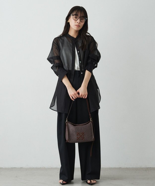 russet ナイロンラフィアショルダーバッグ(CE-1713) D.Brown