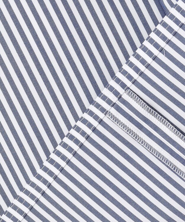 #Newans 【洗濯機可】ステッチデザインリボンタイブラウス ネイビーストライプ