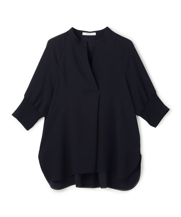 BEIGE， FLEUR / 異素材カフス スタンドカラーブラウス Navy