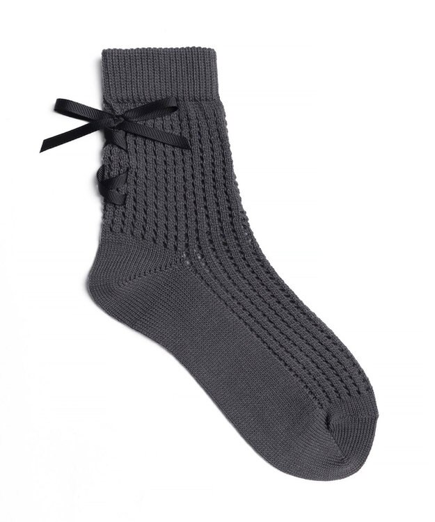 WEGO レースアップリボンソックス グレー