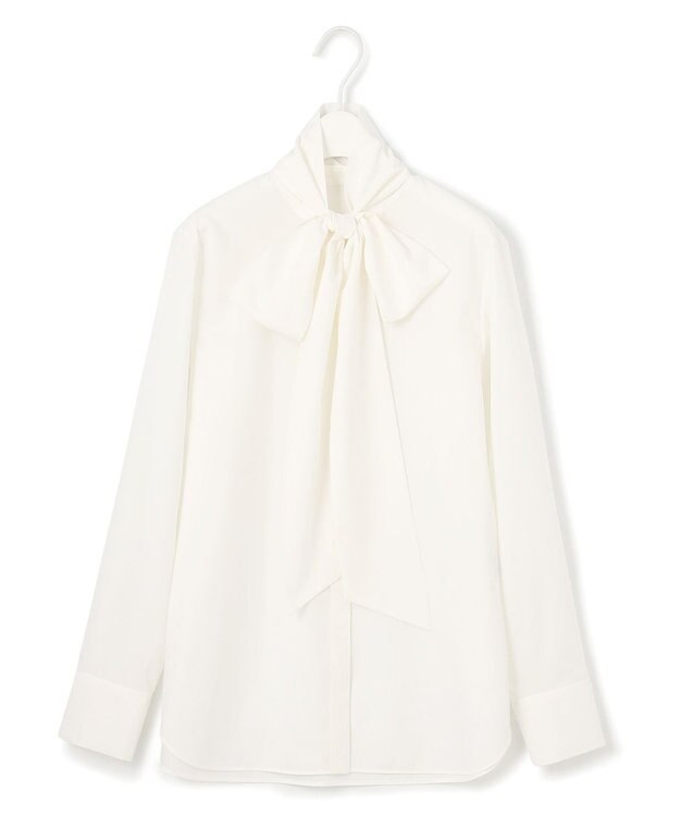 ICB L 【CLASSY.1月号掲載・洗える】 クリーンブロード ボウタイブラウス オフホワイト系