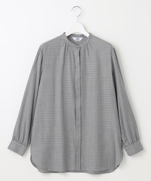 J.PRESS LADIES L 【洗える】Pe/Vis サイロチェック ブラウス ブラック系3