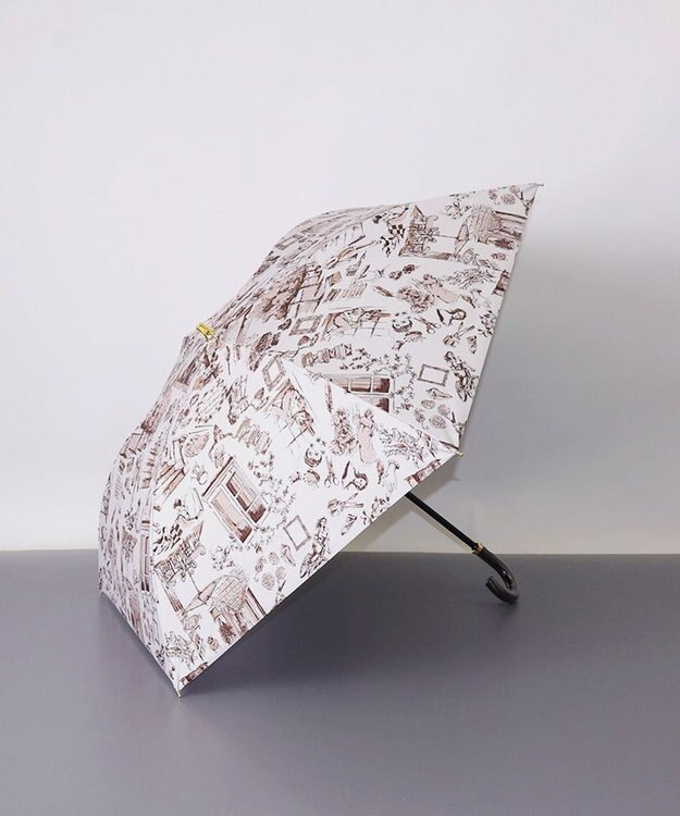 AURORA 【 Beaurance （ビューランス）】サマーシールド プリント夢が棲む場所　晴雨兼用傘（折りたたみ傘） グレイッシュピンク