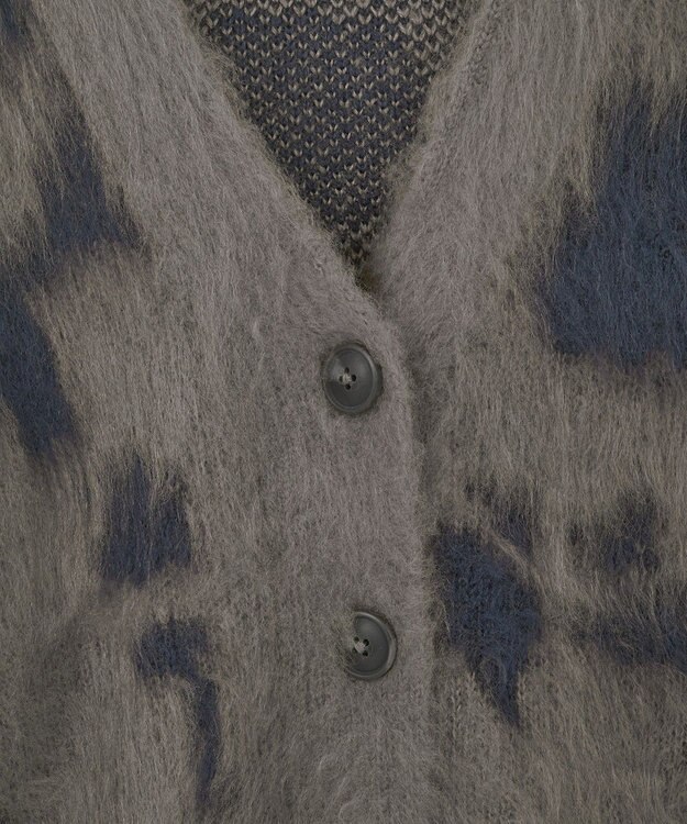 Green Parks アニマル柄カーディガン Charcoal Gray