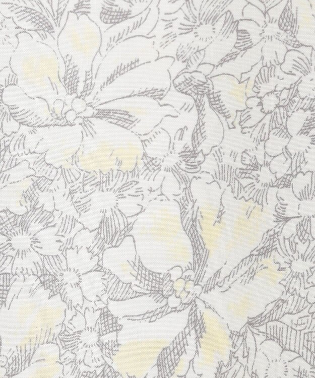 J.PRESS LADIES 【洗える】ポリエチレンスパンブロードフラワープリント ブラウス オフホワイト×イエロー系