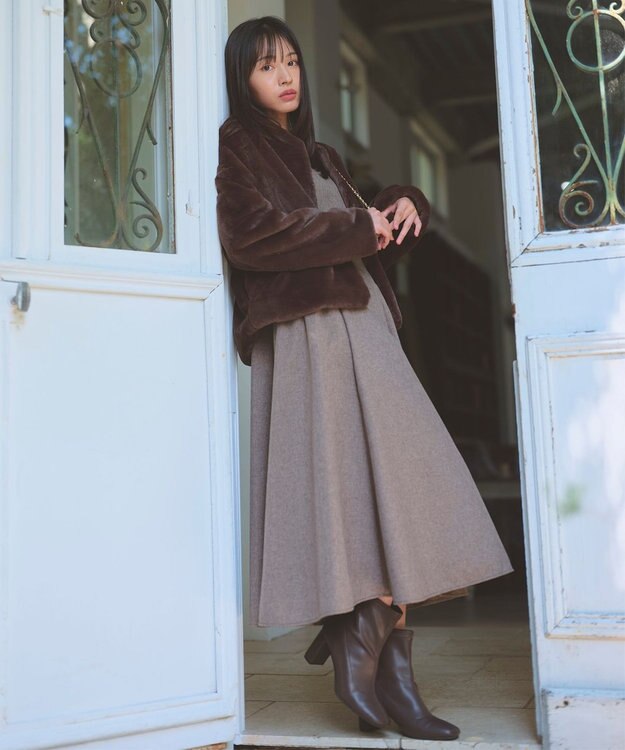 Feroux フェイクファー ジャケット ダークブラウン系