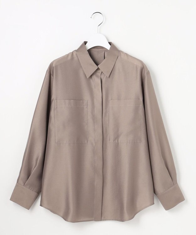 自由区 L シャイニーオーガンジーシアー シャツ カーキ