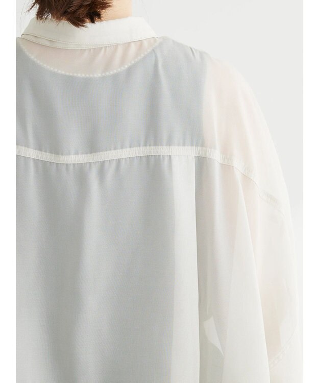 Green Parks ・ＥＬＥＮＣＡＲＥ　ＤＵＥ　ラメシフォンショートシャツ Ivory