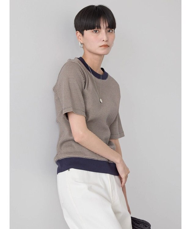 AMERICAN HOLIC ミジンボーダーカットプルオーバー Navy