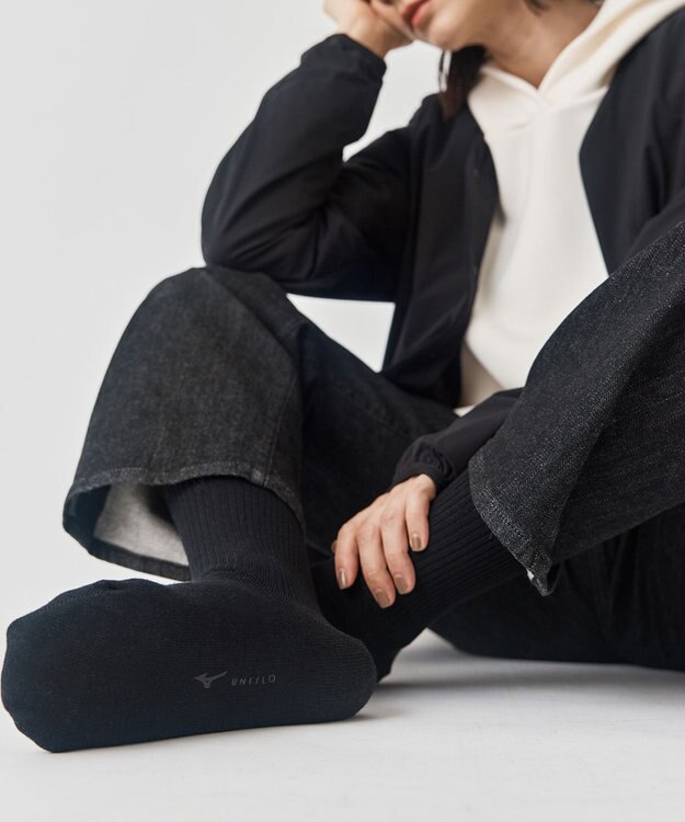 UNFILO MENS 【男女兼用】ミズノ ブレスサーモ ソックス ブラック