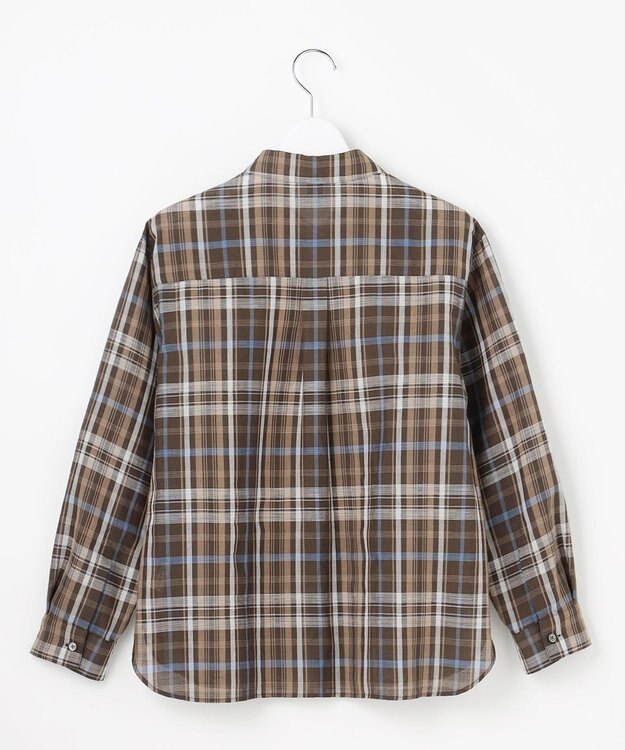 J.PRESS LADIES S コットンリネン Light マドラスチェック シャツ ブラウン系