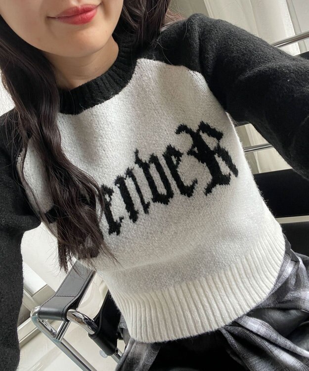 WEGO フラッフィーグラフィックちびニット 柄1