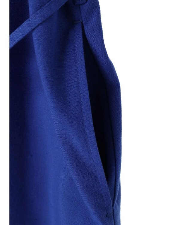 Green Parks 綿麻混開襟ワンピース Royal Blue