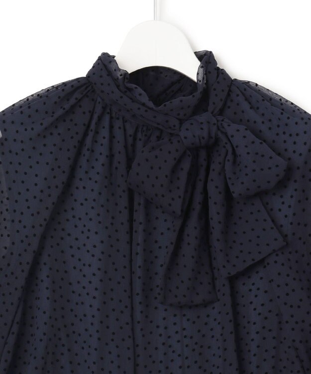 23区 S 【APPLAUDIR】シアードットフロッキー ドレス ネイビー系