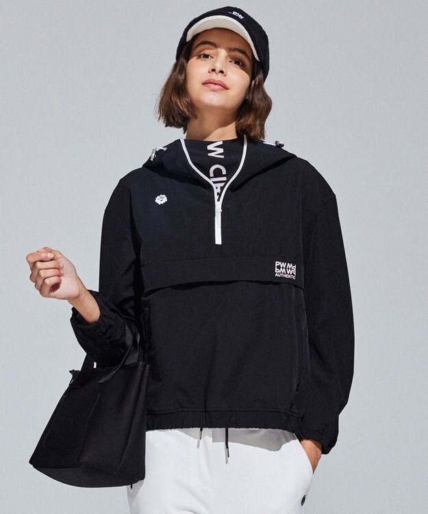 PW CIRCULUS 【 伸縮性あり 】【WOMEN】シャーリングアノラック ブルゾン ブラック系