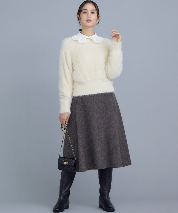 組曲 シックツイード フレアスカート ダークブラウン系3