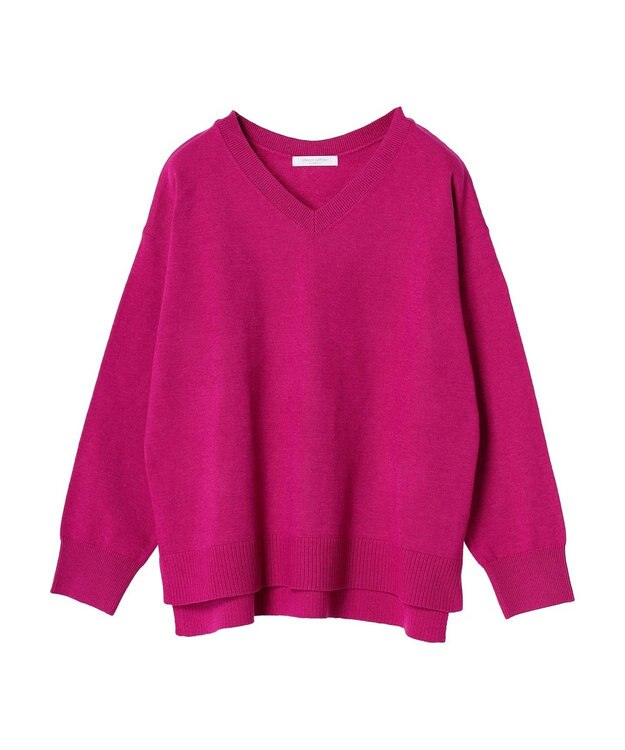 Green Parks もちやわ　Ｖネック前後差プルオーバー Pink