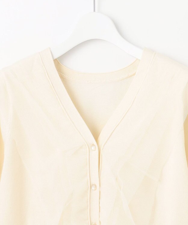 Feroux 【ご好評につき今季も登場！】チュールコンビパフスリーブ ニット アイボリー系