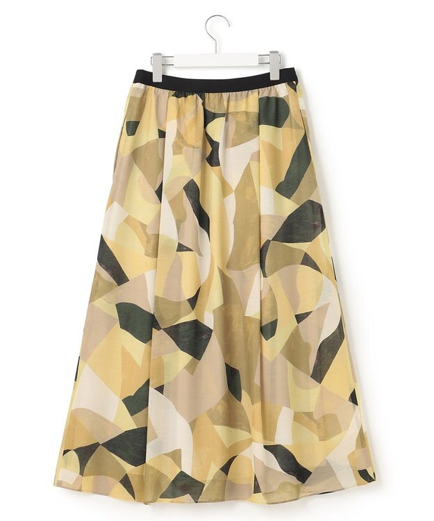 23区 S 【洗える】Pilatプリント ギャザー スカート イエロープリント