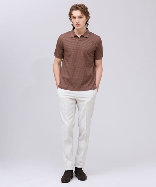 J.PRESS MEN ジャケットインの最適解【接触冷感 / 吸水速乾】【J.PRESS PREMIUM JERSEY】スキッパー ポロシャツ ブラウン系