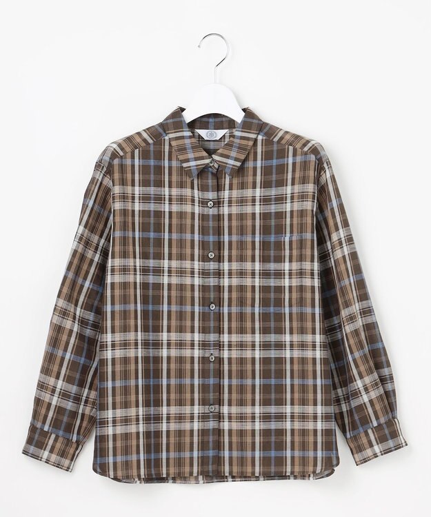 J.PRESS LADIES S コットンリネン Light マドラスチェック シャツ ブラウン系