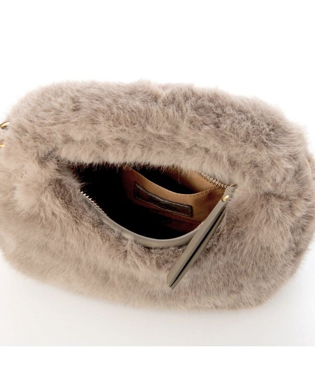 UNBILLION カシュカシュ cachecache / フェイクファー2wayハンドルミニバッグ ベージュ