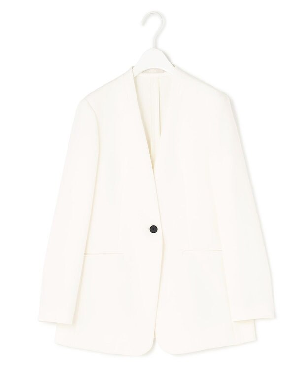 ICB 【洗える】トリプルクロスツイル ノーカラージャケット オフホワイト系