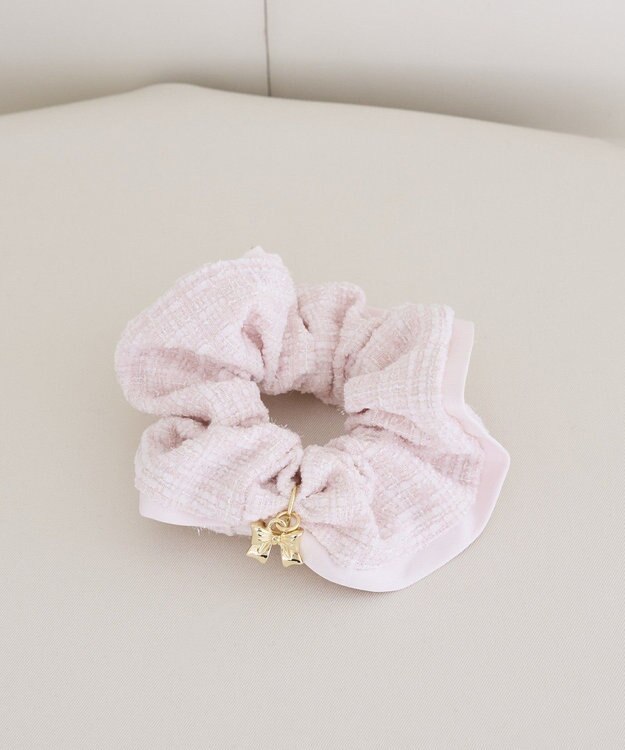 Maison de FLEUR ツイードリボンシュシュ Pink