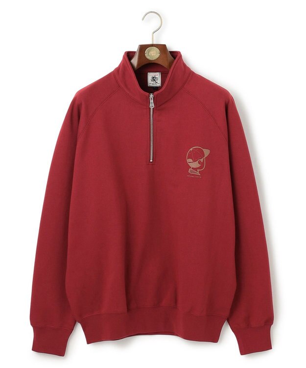 J.PRESS MEN 【AaronChang】【UNISEX】ワンポイントハーフジップ スウェットシャツ ワイン系