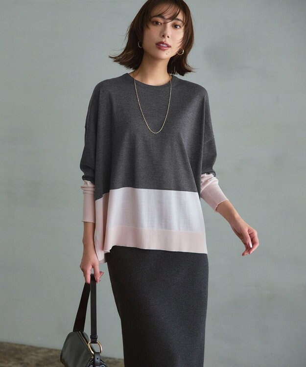 23区 【VERY掲載/洗える】カシミヤブレンド Iライン ニットスカート グレー系