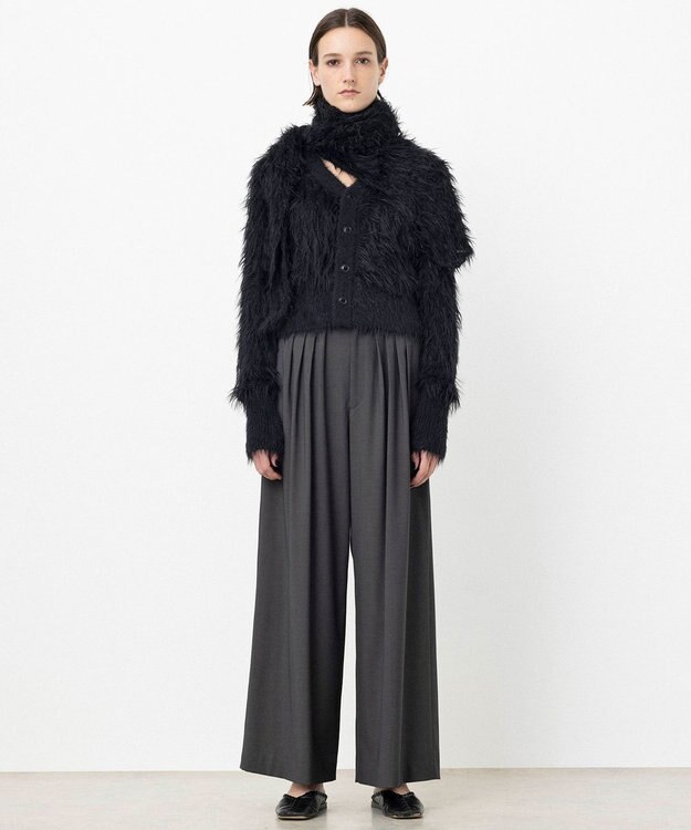 NAVE 【ReNAVE・洗える】メルティーシャギーニット ストール ブラック系