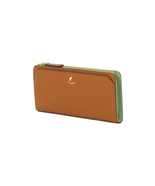 PELLE BORSA L字ファスナー長財布 French Calf Goods 3301 キャメル
