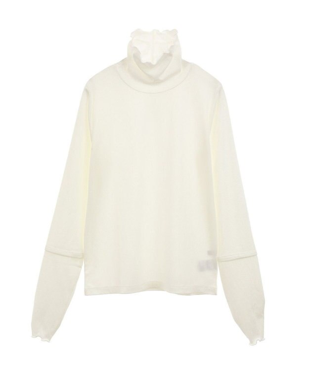 earth music&ecology シャーリングスリーブリブタートルプルオーバー Ivory