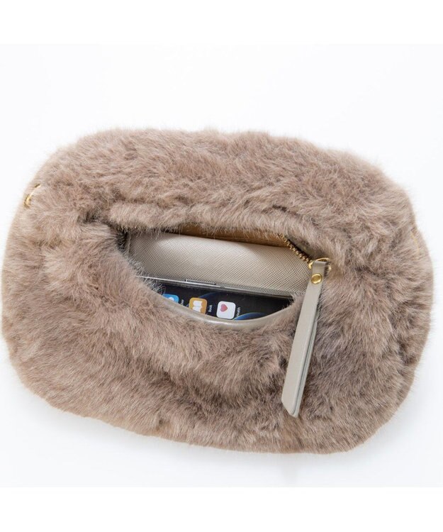 UNBILLION カシュカシュ cachecache / フェイクファー2wayハンドルミニバッグ ベージュ