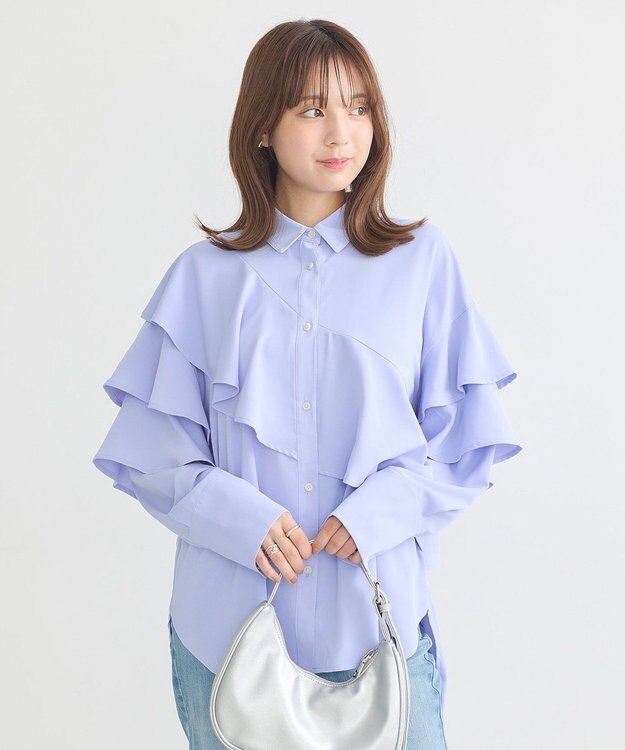 earth music&ecology アシメラッフルシャツ Sax