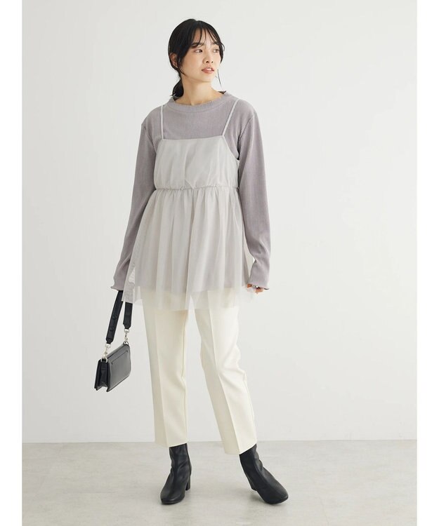 Green Parks きれいシルエットパンツ（アンクルテーパード） Ivory