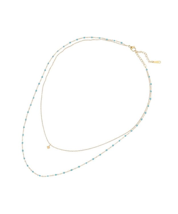 AMERICAN HOLIC 【ステンレス】プチトップカラーMIX2連ネックレス Blue