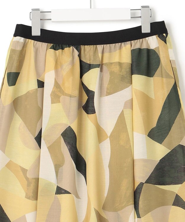 23区 S 【洗える】Pilatプリント ギャザー スカート イエロープリント