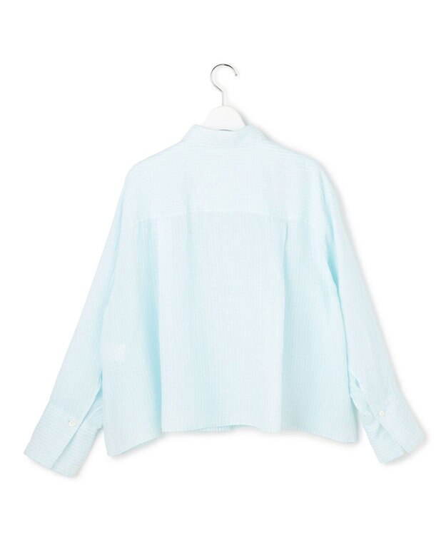 23区 【先行予約】LIBECOリネン ポケット刺繍 クロップドシャツ スカイブルー系