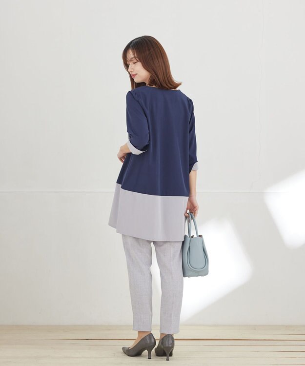 Tiaclasse L 【新色追加】バイカラーチュニック ネイビー×グレー