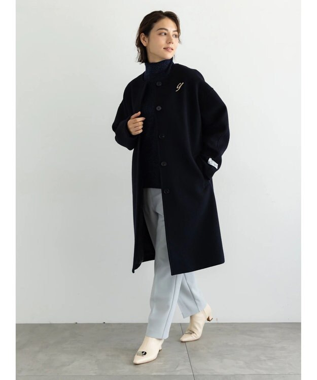 Te chichi ウールメルトンノーカラーロングコート《2025winter catalog item》 ネイビー