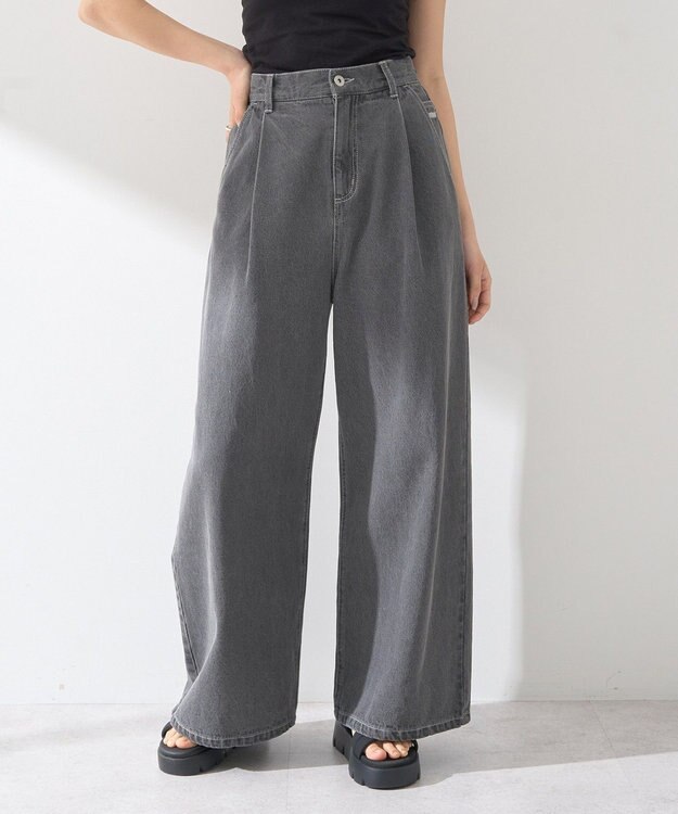 earth music&ecology ワンポイントロゴ刺繍デニムパンツ Black