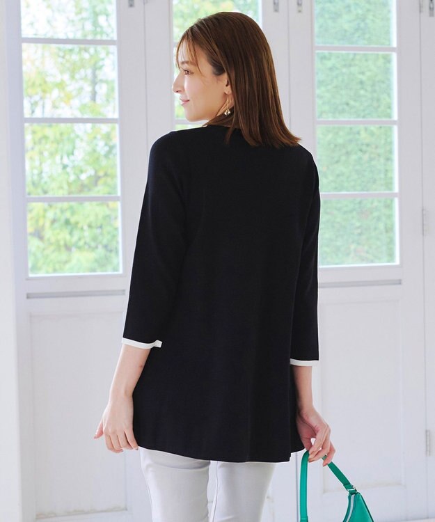 Tiaclasse L 【洗える】リボンニットチュニック ブラック