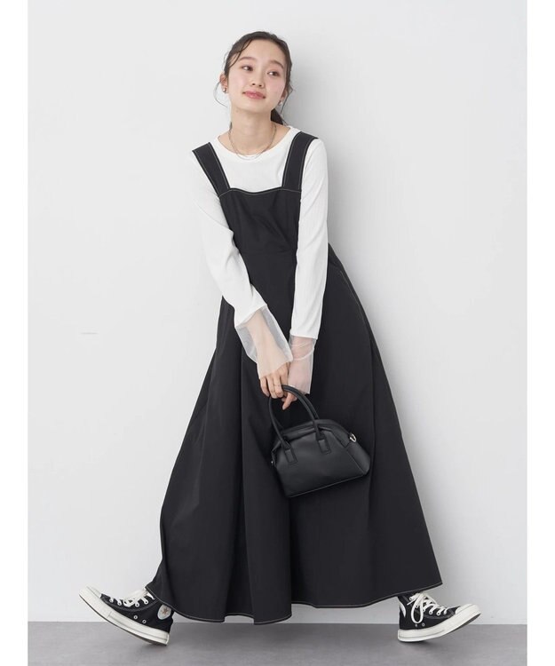 earth music&ecology ステッチジャンドレ Black