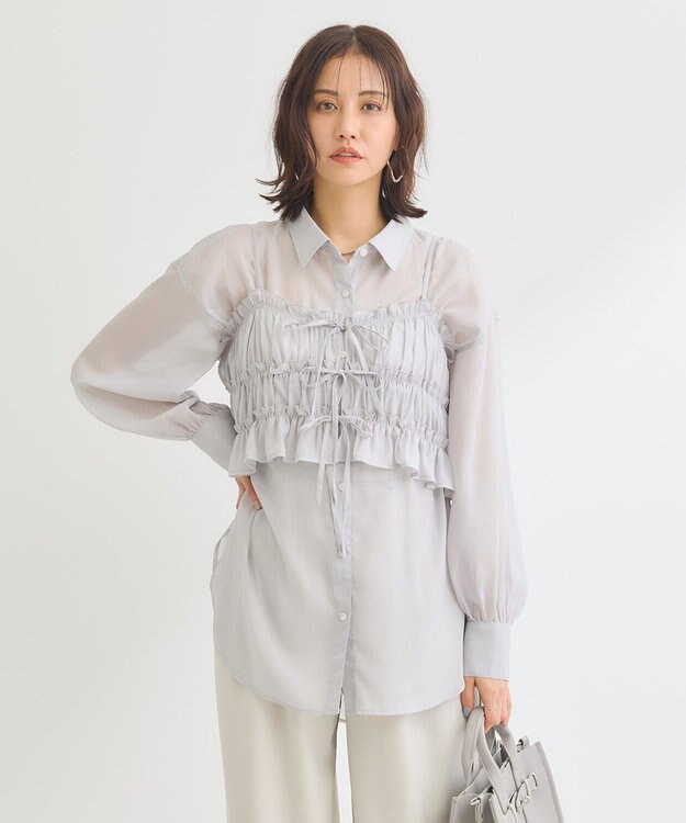 Green Parks ・ＥＬＥＮＣＡＲＥ　ＤＵＥ　シアービスチェ付シャツ Gray