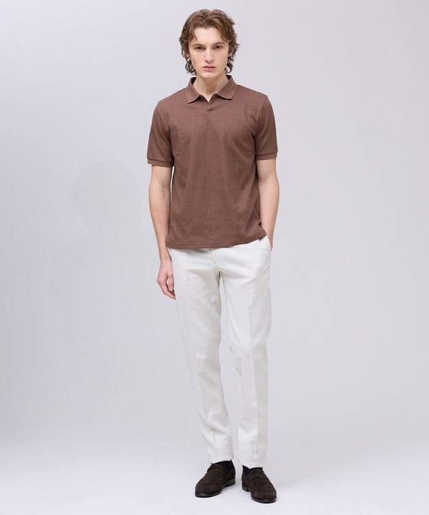 J.PRESS MEN ジャケットインの最適解【接触冷感 / 吸水速乾】【J.PRESS PREMIUM JERSEY】スキッパー ポロシャツ ブラウン系