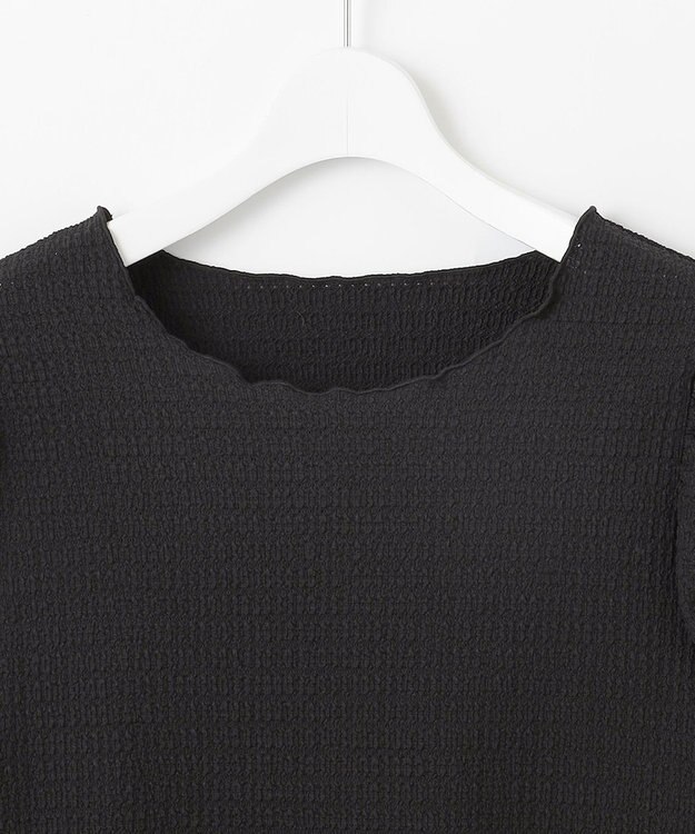 Feroux 【洗える】レーシージャガード カットソー ブラック系