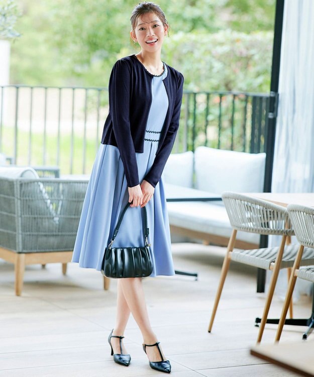 Tiaclasse 【洗える】長袖サマーニットカーディガン ネイビー