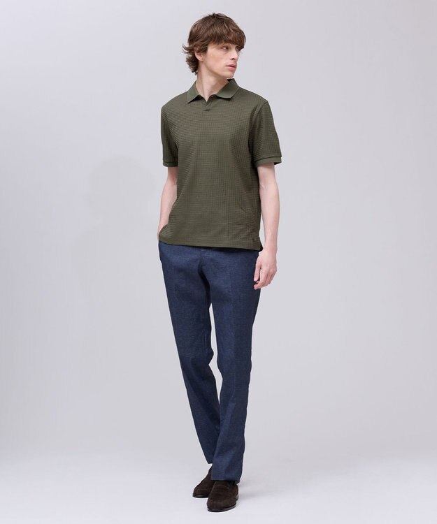 J.PRESS MEN ジャケットインの最適解【接触冷感 / 吸水速乾】【J.PRESS PREMIUM JERSEY】スキッパー ポロシャツ カーキ系