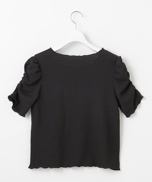 Feroux 【洗える】レーシージャガード カットソー ブラック系